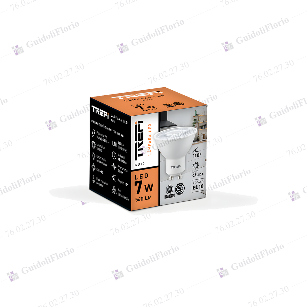 LAMPARA DICROICA  7W 3000K 110* CALIDA