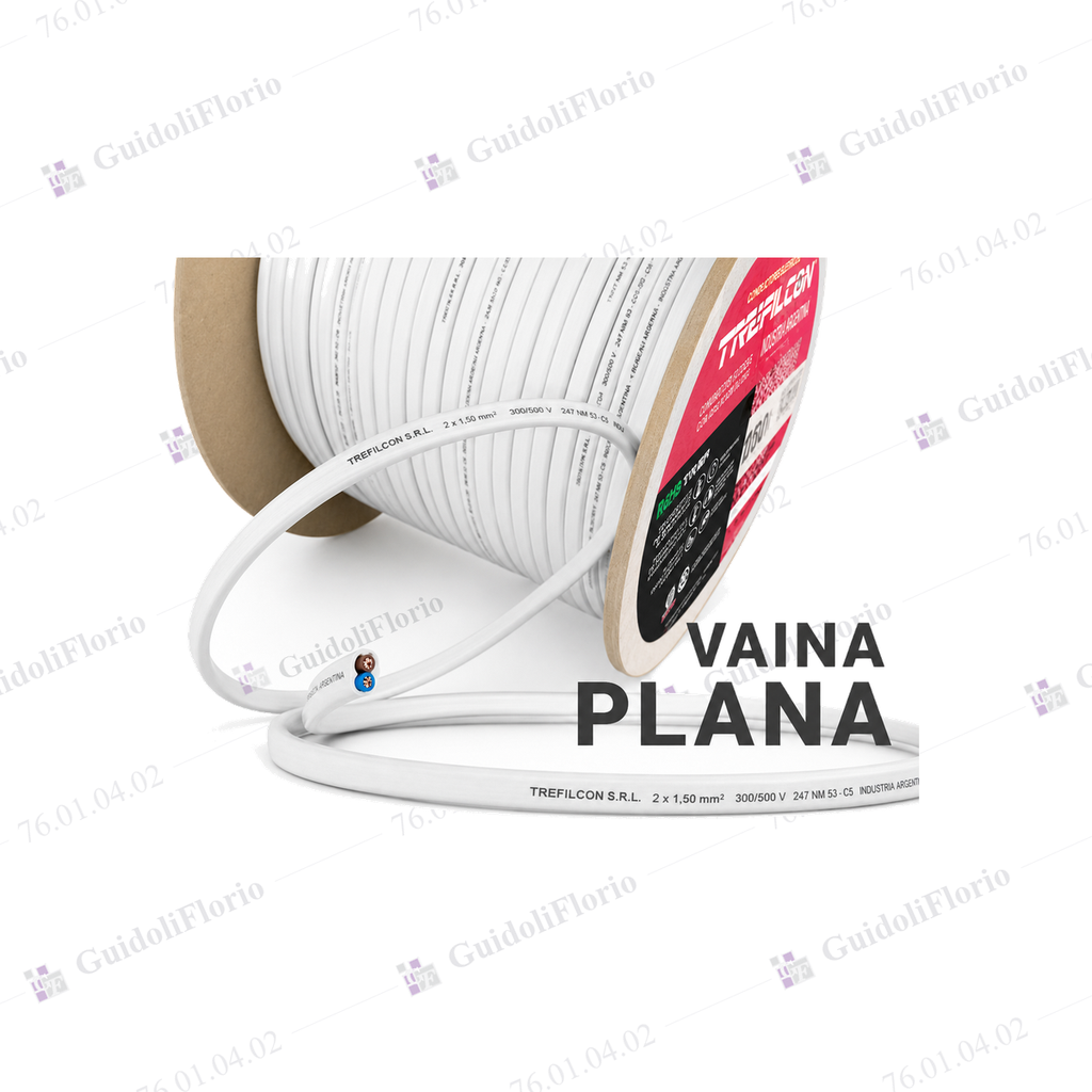 MTS.CABLE V.PLANA 2x1.50 mm x 100 MARFIL