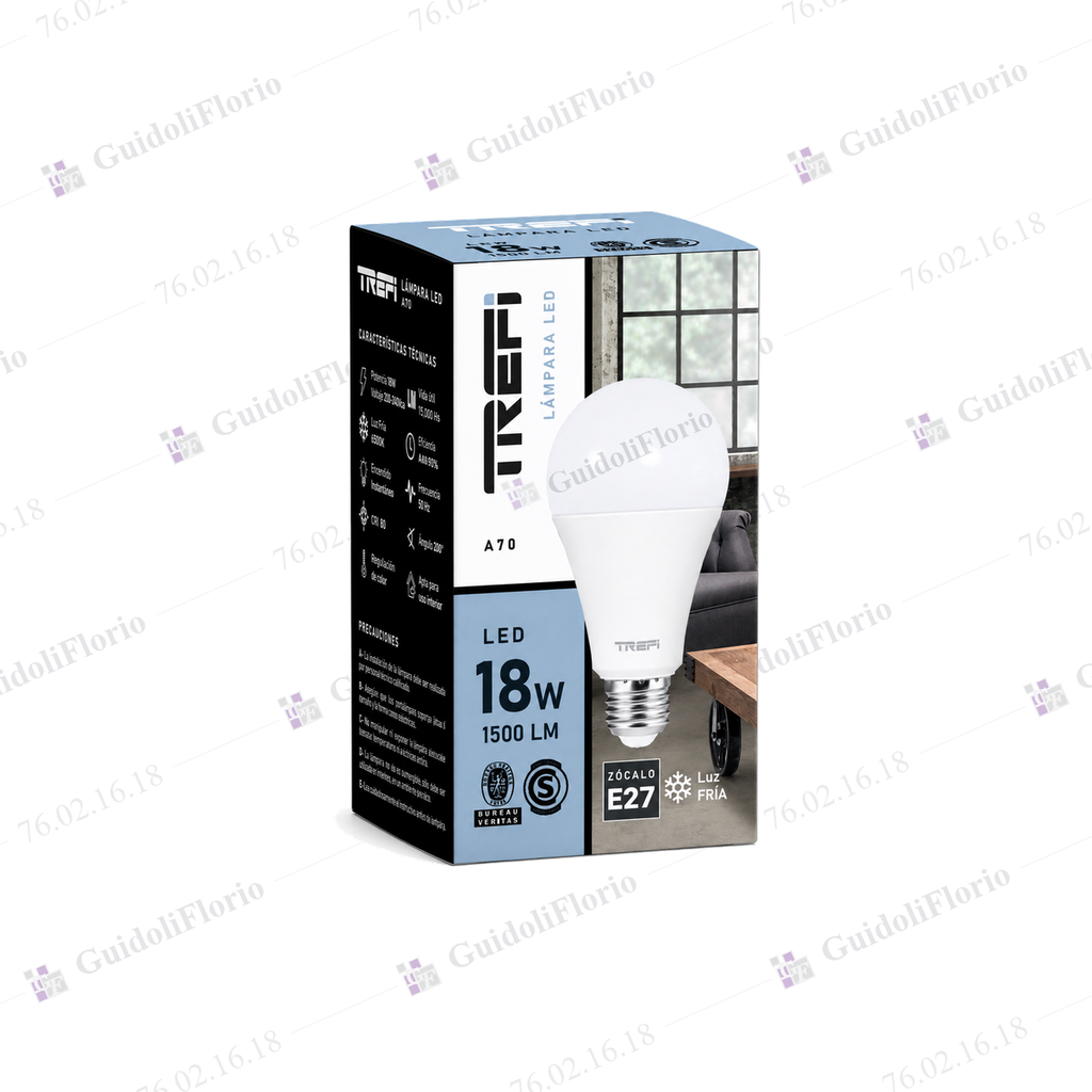 [76.02.16.18] LAMPAR.LED A70 BULBO 18W FRIA