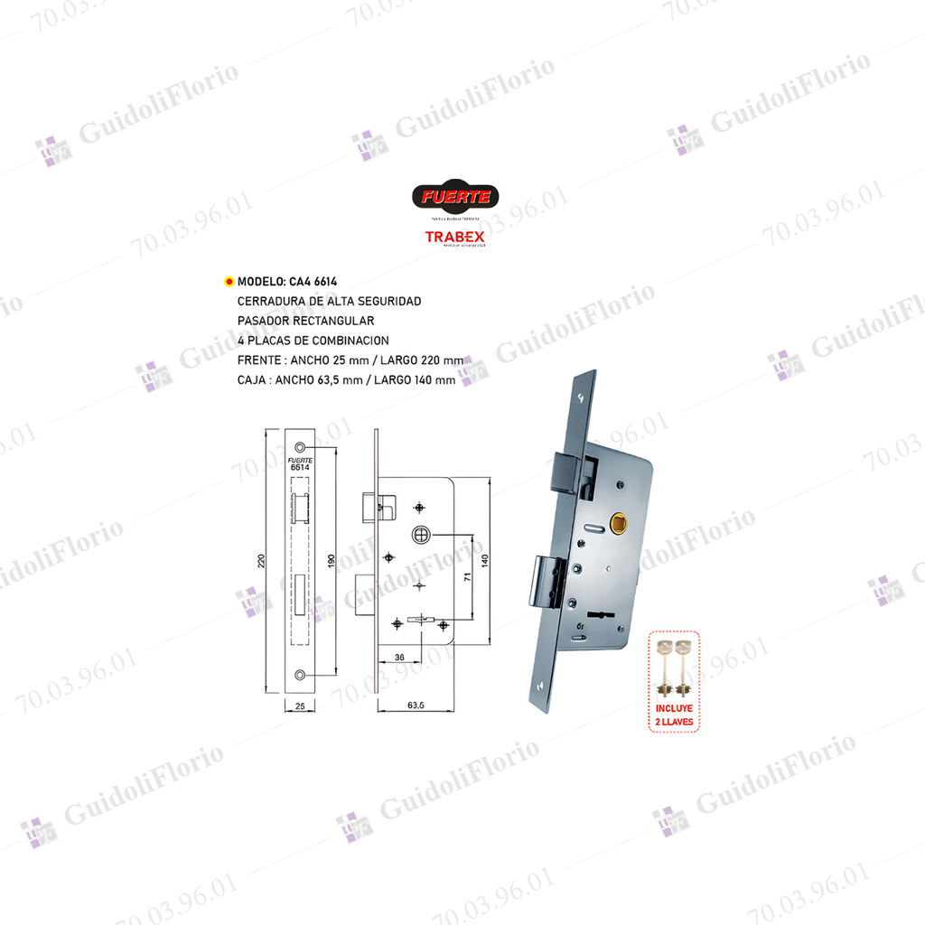 CERRAD.EXT.PERNO RECT.-6614 TRABEX