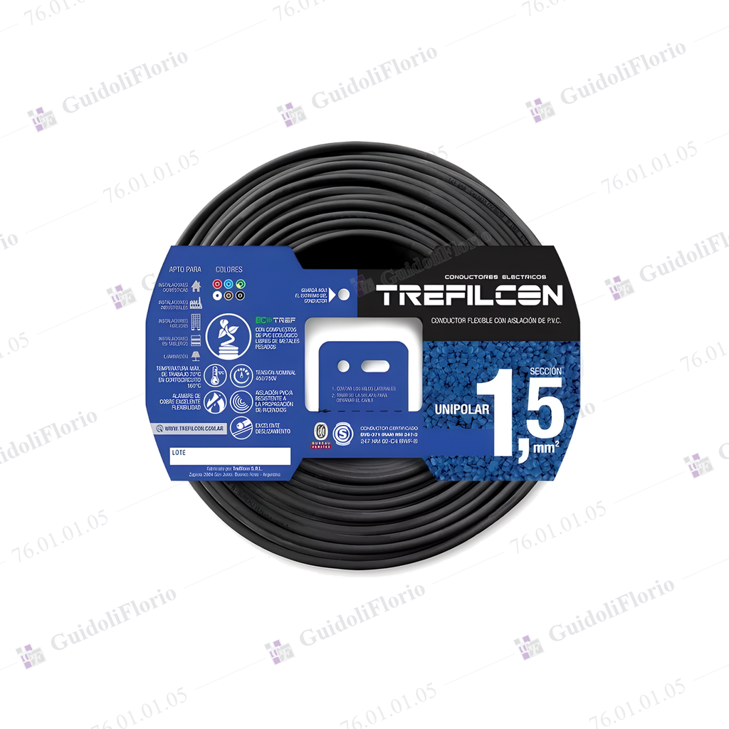 MTS.CABLE UNI.1x1.5mm.x100mts.NEGRO