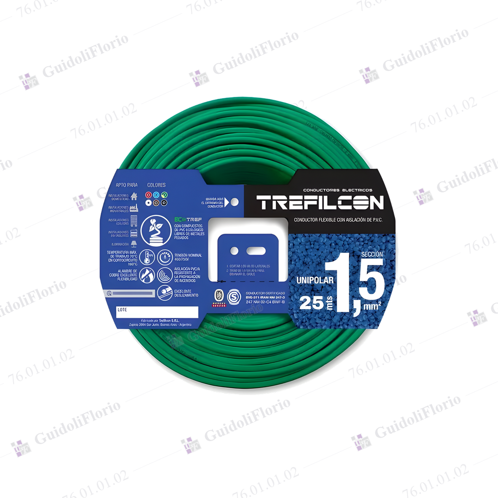 MTS.CABLE UNI.1x1.5mm.x100mts.V/AMAR.