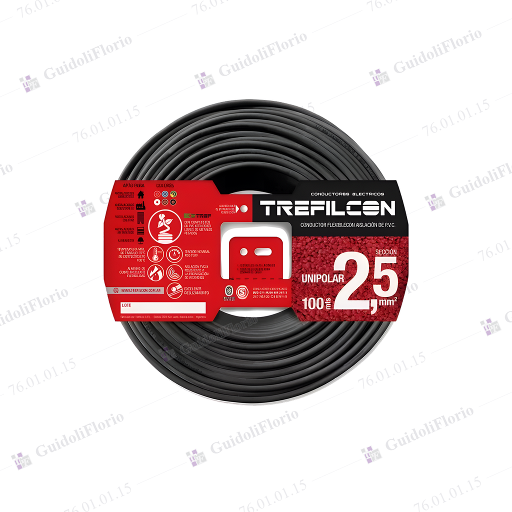 MTS.CABLE UNI.1x2.5mm.x100mts.NEGRO