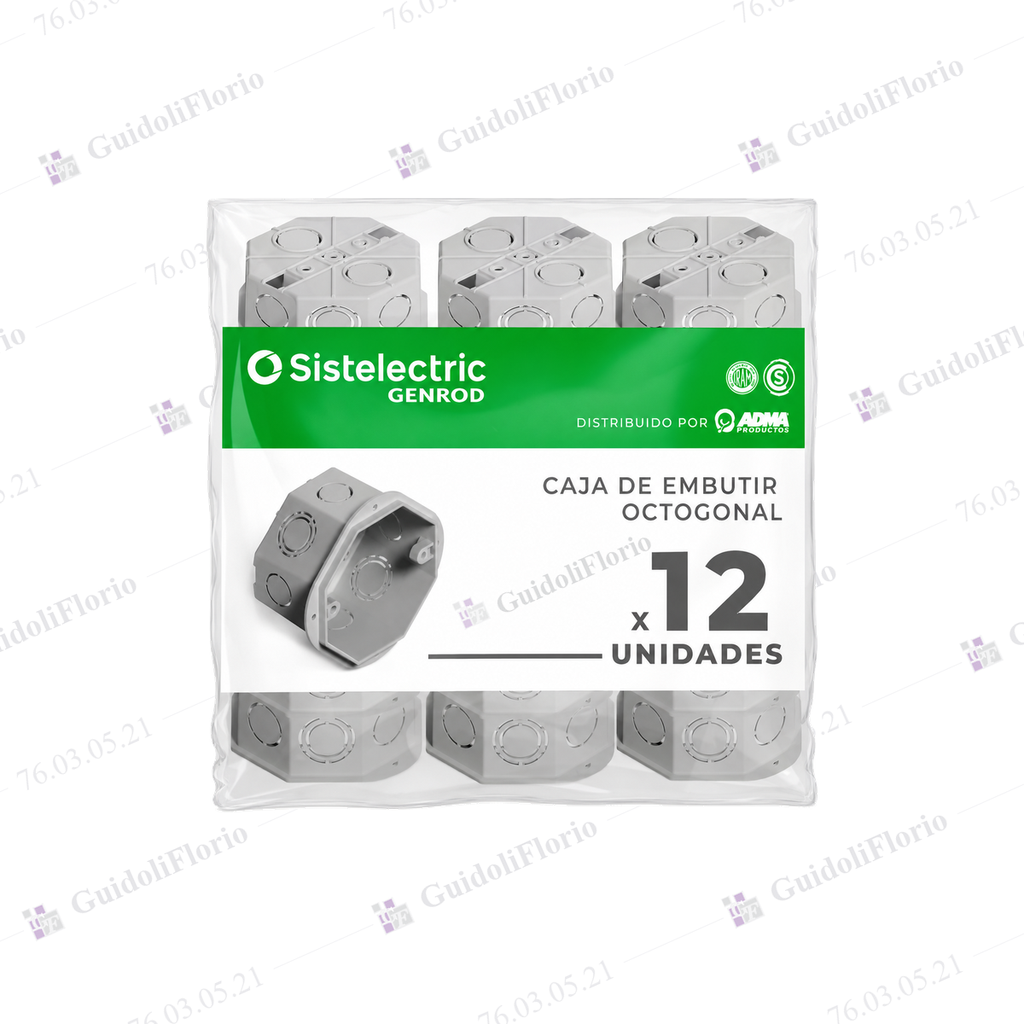 [76.03.05.21] PACK AHORRO CAJAS DE EMBUTIR OCTOGONAL CHICA x 12 UNID. 02211PG-12