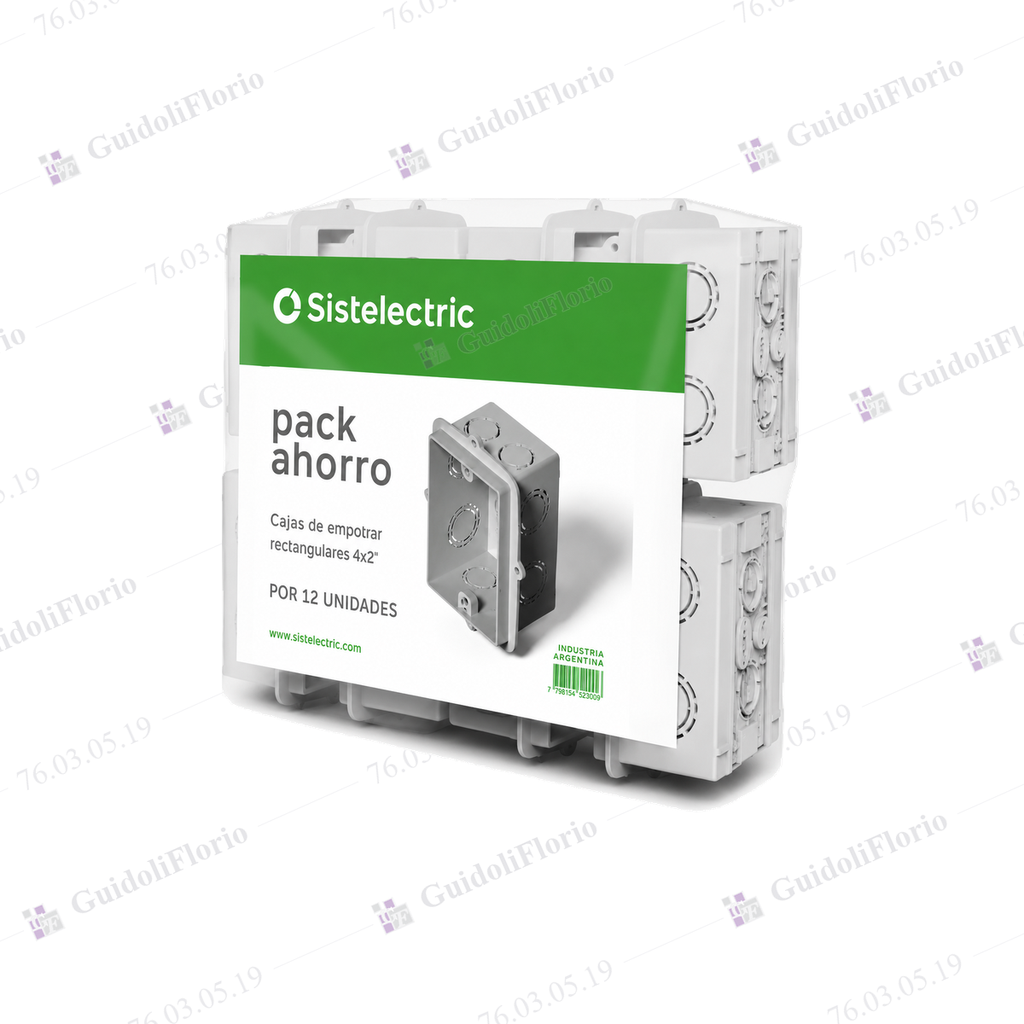 [76.03.05.19] PACK AHORRO CAJAS DE EMBUTIR RECTANGULARES x 12 UNID. 02210PG-12